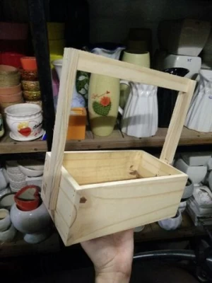 Best price OEM Vietnamese wooden storage box with handle customized size made from pinewood, acacia wood, bamboo for decoration