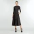 Import Black Crewneck Office Autumn Ruffled with Belt Zipper A-line Dress from USA