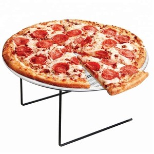 Black  Metal Pizza Pan Riser Stands Tabletop Food Platter Tray Display Racks