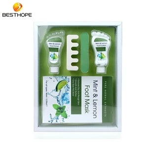 Box Gift mint lemon fragrance foot mask care product set