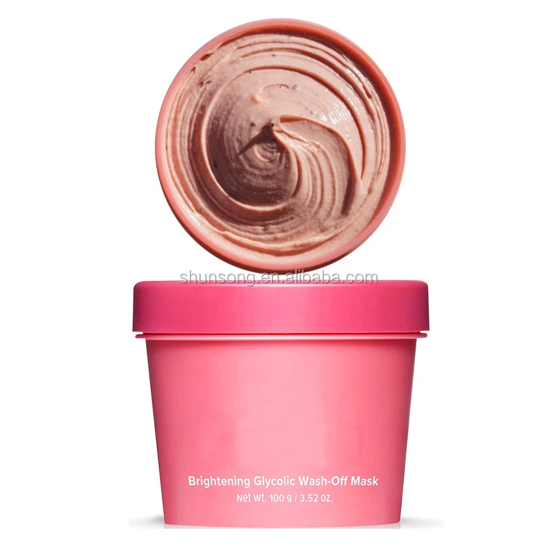 Brightening Wash-Off Strawberry Facial Mask Australian Kaolin Rose Pink Clay Porefining Face Mask Skin Care