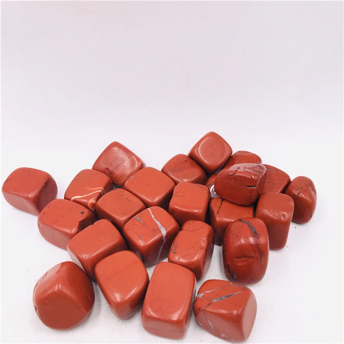 Bulk wholesale natural quartz crystal gemstone polished red jasper cube tumbled stone