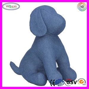C219 Soft Blue Denim Dog Mannequin Stuffed Animal Sitting Soft Mannequin