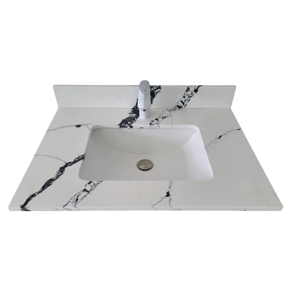 Calacatta Lazio Vanity Countertops Marble Looking Quartz Artificial Quartz SRS Stone Bathroom or Hotel Flat Edge / Eased Edge