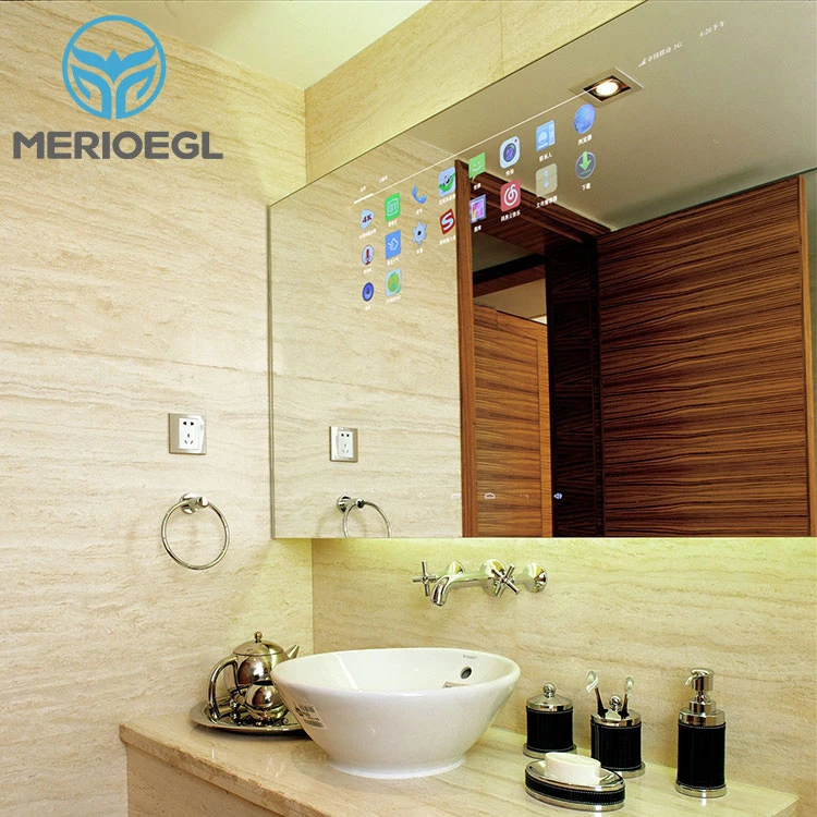 Capacitive android bathroom tv vanity mirror with lights