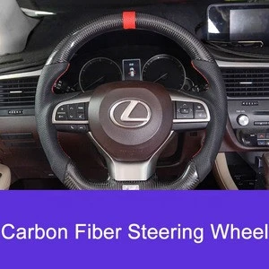 Car Steering Wheel Seat Carbon Fiber Leather Sport Pattern Style With Red Line Stitching For LEXUS NX/RX/ES/IS/CT 2013+