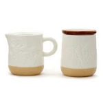 Ceramic creamer and sugar set restaurant brunch with creamer dispenser pitcher sugar bowl with lid