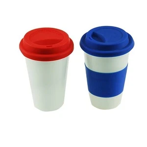 Ceramic Mug with Silicone grip holder, Ceramic Mug with Silicone Lid, Ceramic Coffee Mug
