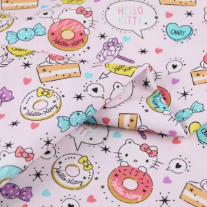 Cheap Factory Price hello kitty and doughnut digital printing 100% poplin woven cotton candy pink fabric