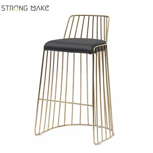Cheap price factory industrial metal gold bar stool high bar wire chair for bar table