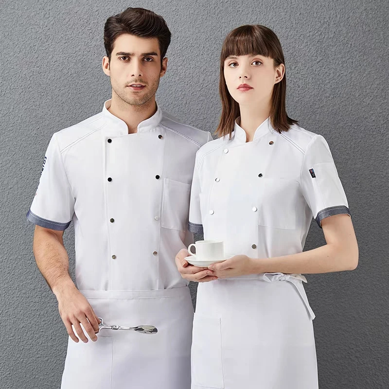 Chef restaurant uniform  chef cook jacket waiter hotel kitchen cafe bakery short sleeve
