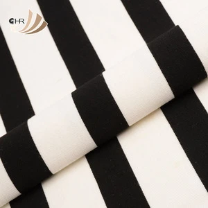 China factory rayon nylon spandex  ponte roma black and white stripe fabric