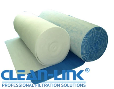 China Made Industry Used Clean link  G4 Polyester non woven fabric air filter material pre filter roll blue and white