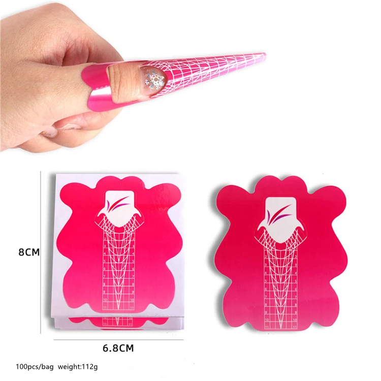 China Supplier Dual System Soft Gel Acrylic Nail  Forms Free DIY XXL Long Flower Extreme Nail Form