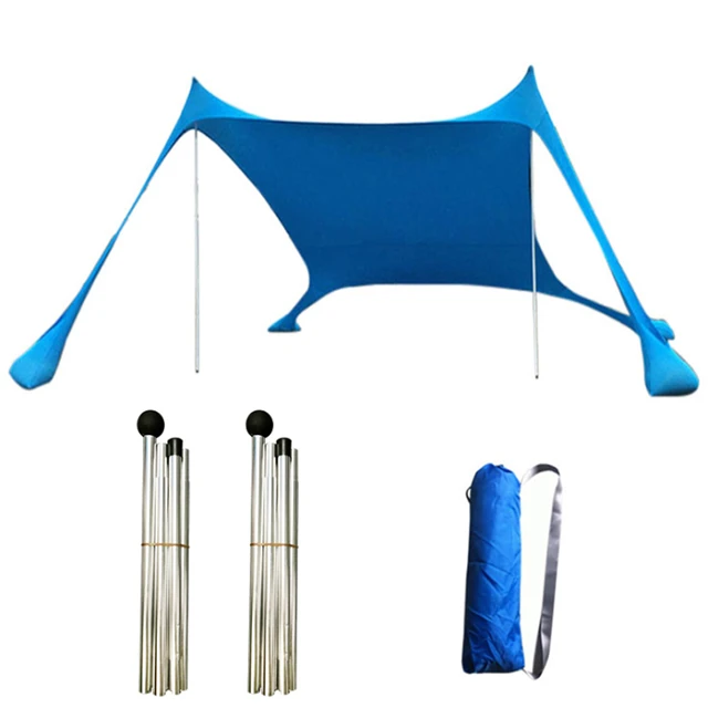 China Wholesale Lightweght Portable Lycra Folding Sun Shade Beach Tent Sun Shelter  with Sand Bag Anchor