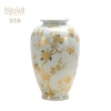 Chinese Antique Style White Porcelain Slim Vase, Decoration Gold Flower Pattern Ceramic Vase