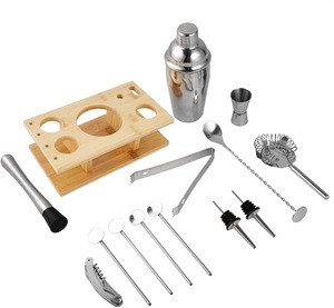 Cocktail Shaker Set Professional Mixology Bartender Kit-Stainless Steel Home Bar Tool Set with Stand