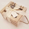 Cocostyles custom-made rustic square wooden welcome gift boxes with lid and riband for barn wedding party events