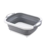 Collapsible Cutting Board with Dish Tub Colander Fruits Vegetables Wash and Drain Sink Storage Basket 3 in 1