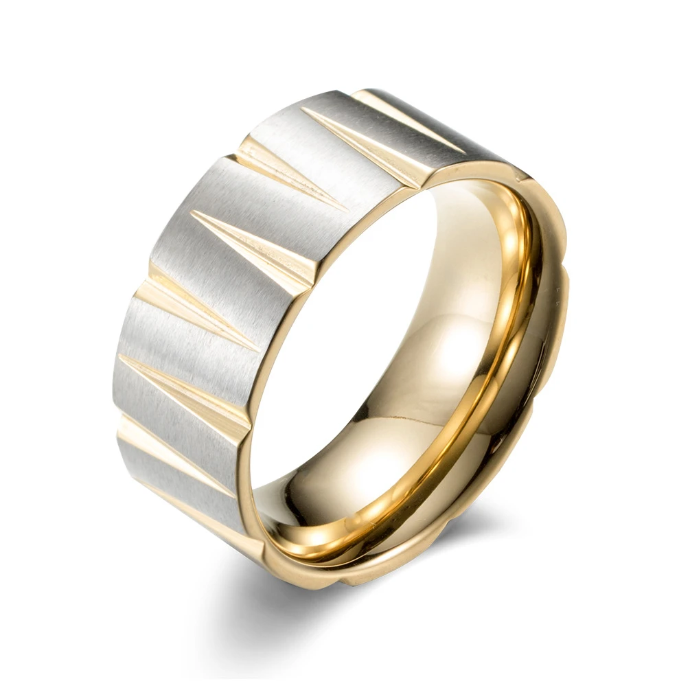 Colorful brushed ring new jewelry titanium steel mens tapered ring customization
