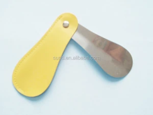 colorful leather case custom logo stainless steel shoehorn shoe spoon