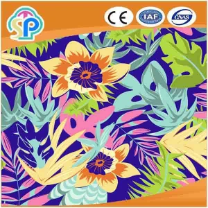 Colorful pattern printed 50% polyester 25% cotton 25% rayon spun rayon fabric