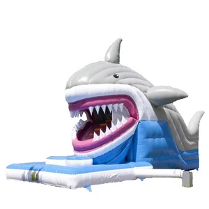 Commercial Inflatable Shark Bouncer, Supply Kids Fun Bouncy Castle Inflatable With Slide For Sale