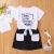 Import Conyson Wholesale Summer New Letter Print Tie Belt Round Neck Shirt and Pocket Skirt Kids Clothes Baby Girls 2Pcs Clothing Set from China
