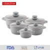 Cooklover 10 piece die-cast aluminum marble coated non stick cooking soup pot sets and cookware sets kitchen