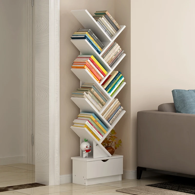 Creative Customizable color and size modern wood ladder tree shaped bookshelf