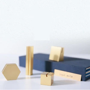 Creative  Geometric Tabletop Accessories Brass Card Holder Custom Metal Card Holder