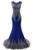 Crystals Beaded Lace Mermaid Evening Dress for Women Formal