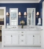 Custom 72 inch White double sink bathroom vanity with carrara marble top