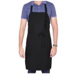Custom Adjustable Bib Black Polyester 100% Twill Cotton Canvas Kitchen Cooking Chef Aprons Waiter Uniform Apron Adults Kids