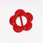 Custom design High quality custom red flower shape women garment accessories decoration resin belt buckles