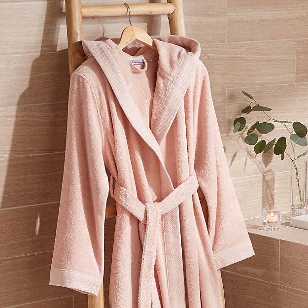 Custom High Quality Absorbent Soft Elegant Blush S/M Turkish Bath Robe Hoodie