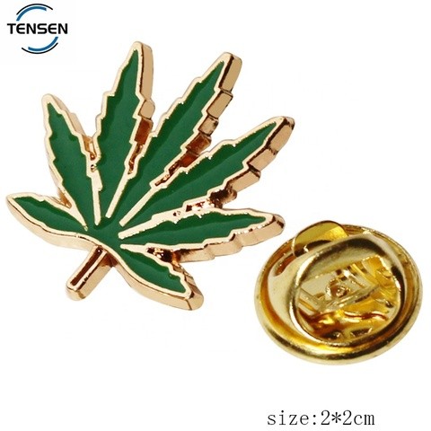 Custom leaf shape alloy pin label maker clothing embossed tags enamel emblem pin badge for dress