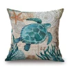 Custom Mediterranean Ocean Beach sea horse Printing Linen Cushion Cover