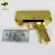Import custom money box gold gun toy for cash, shooting game toy super money gun with money detector cash cannoon toys from China
