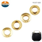 Custom Round With Engraved Logo Shining Gold Metal Eyelet And Grommet For Handbags