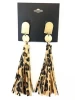 Customized fashion long tassel earrings jewelry leopard  earrings vintage gold post drop earrings