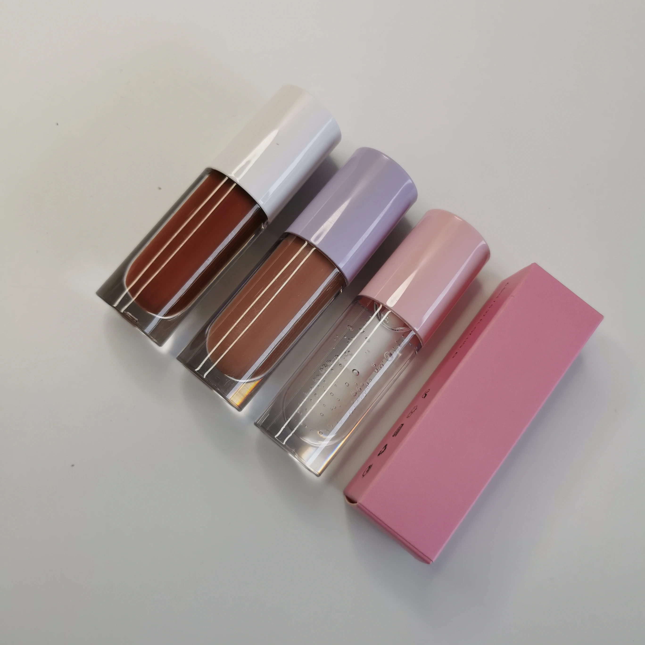 Customized lip gloss tubes packaging box 30 color nude clear shiny lip gloss private label