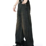 Customized MenS Jeans Streetwear Hip Hop Casual Wide Leg Jeans Stone Washed Loose Straight Baggy Cargo Jeans