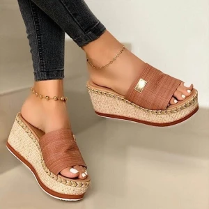 designer colorful cheap casual espadrilles canvas high wedge female 2020 shoes slippers for lady