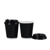 Disposable Paper Party Cups Best Selling Wholesale Custom Logo Ripple Wall Black Hot Coffee Paper Cup