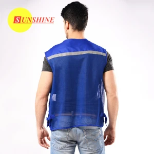 Distinctive blue security high visibility polyester safety reflective vest