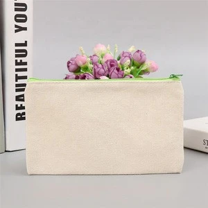 DIY blank plain zipper Pencil pen bags clutch organizer Gift storage pouch White Canvas Stationery Cases 20.5*8.5cm