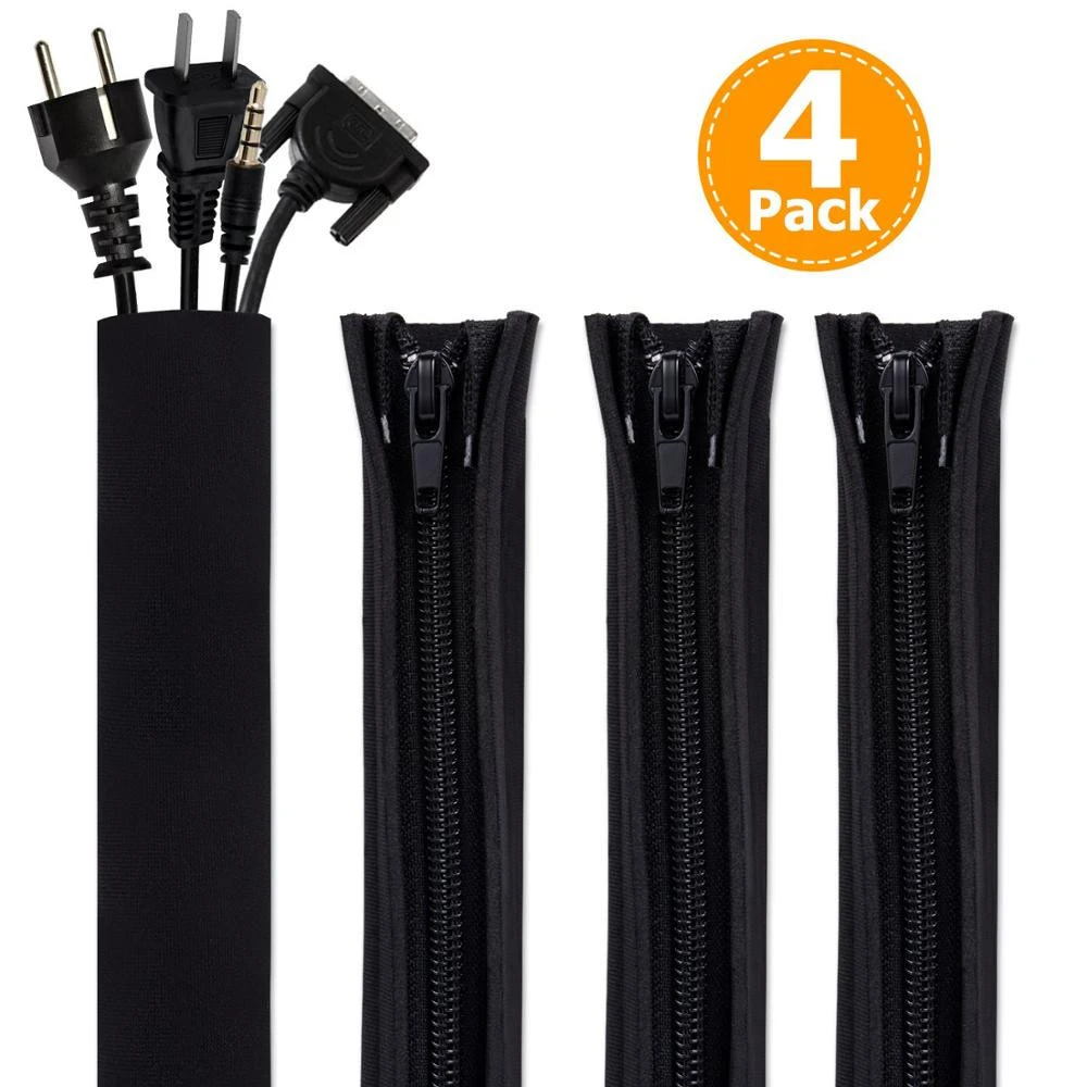 Durable Household,Office and Entertainment Wire Protection and Management with Zipper Neoprene Flexible Cable Wire Sleeve