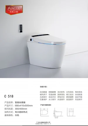 Eco-friend bathroom ceramic electronic water closet smart toilet