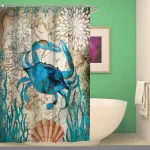 Eco-Friendly Polyester Digital Printing Fabric Customized Ocean Dophin Shower Curtain